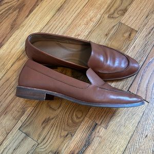 Brown leather loafers